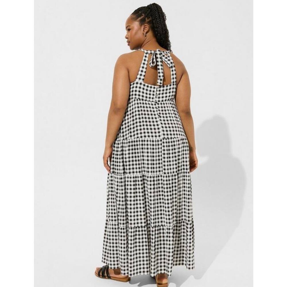 Torrid Maxi Wash halter Checkered Dress - Picture 2 of 3